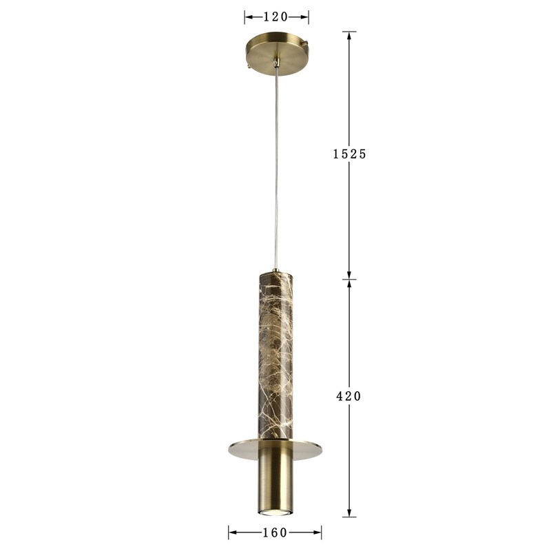 Подвесной светильник с декором под коричневый мрамор Shaw Marble Brass в Сочи