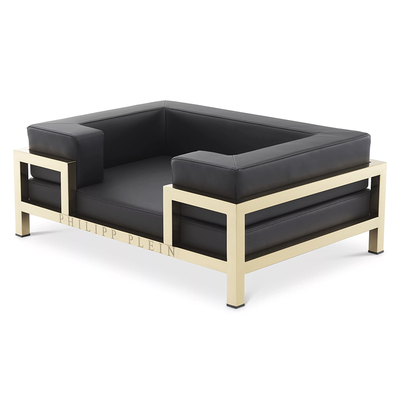 Лежанка для домашних животных Philipp Plein Dogbed High Conic L Gold Черный Золотой в Сочи | Loft Concept 