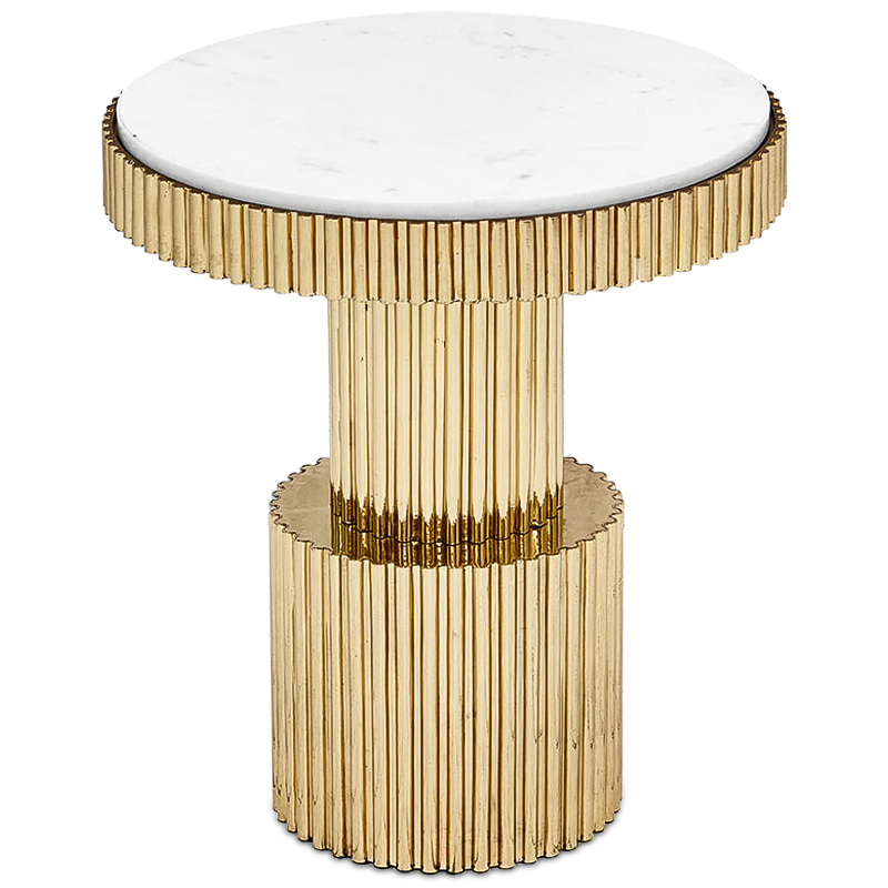 Приставной стол Brass Column Side Table Белый Латунь в Сочи | Loft Concept 