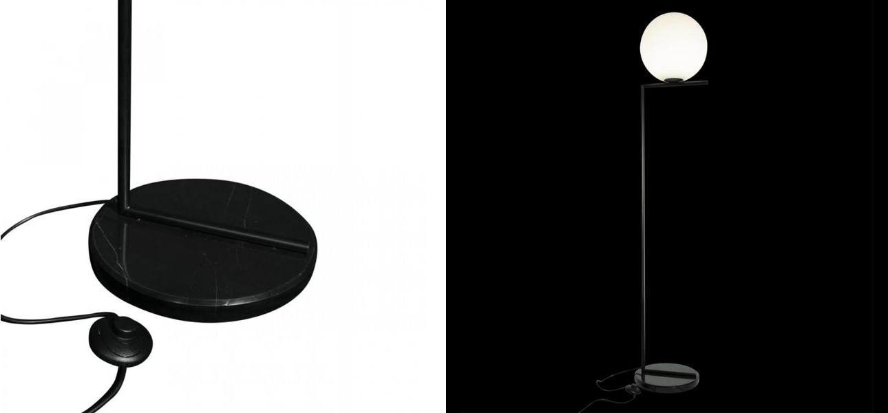 Торшер Flos IC Lights Black c мраморным основанием - фото