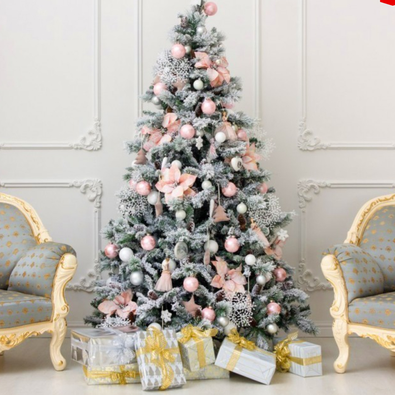 Ель Дизайнерская Розовый декор Christmas Tree Black Pink Fowers Розовый Белый Зеленый в Сочи | Loft Concept 