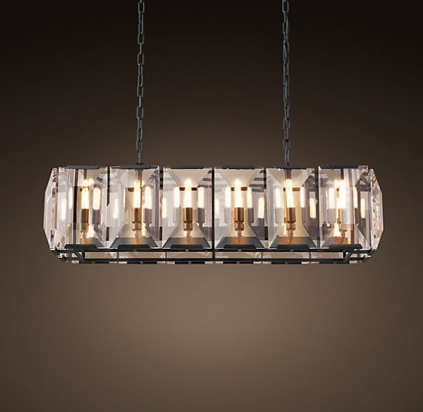 Люстра RH Harlow Crystal Square Chandelier 10 Черный в Сочи | Loft Concept 