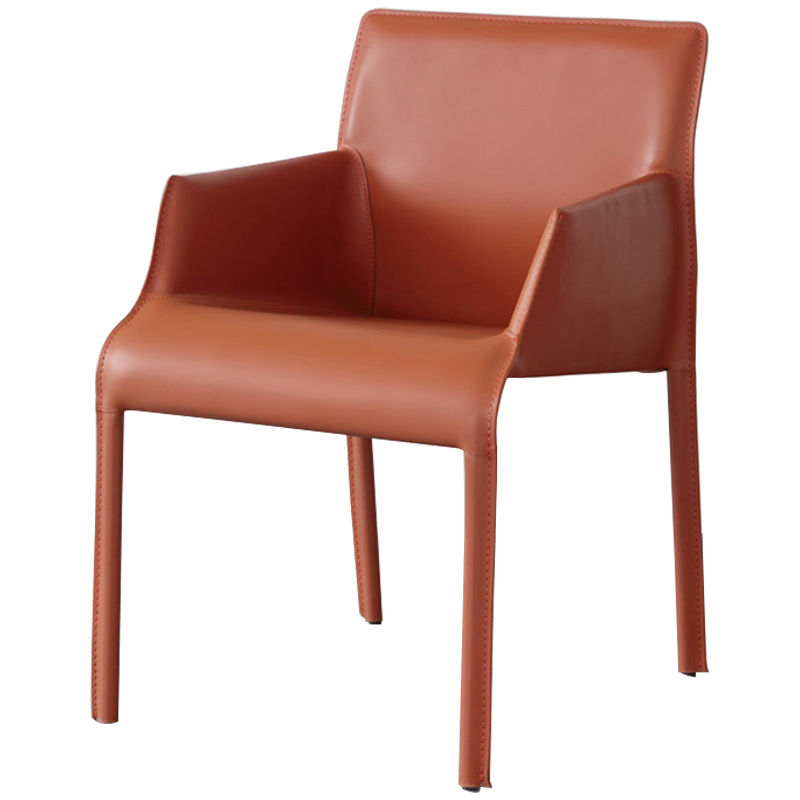 Стул с подлокотниками и кожаной обивкой Malcolm Chair Orange Оранжевый Оранжевый в Сочи | Loft Concept 