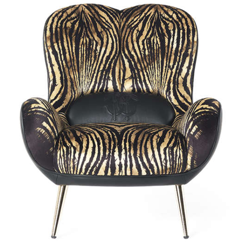 Дизайнерское Кресло Tifnit  Armchairs стиль Roberto Cavalli II Черный Бежевый Золотой в Сочи | Loft Concept 