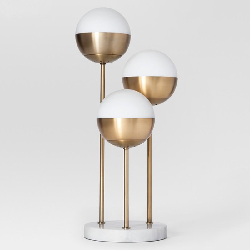 Geneva Glass Table Lamp Triple Globe Белый Латунь в Сочи | Loft Concept 