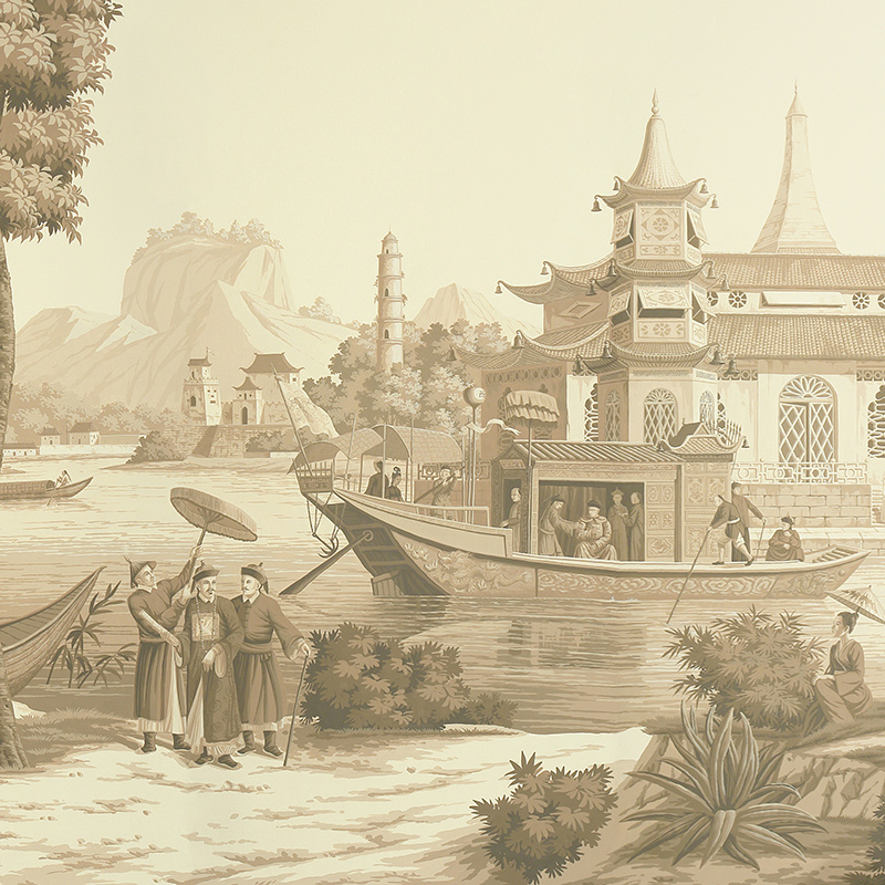 Обои ручная роспись Procession Chinoise Sepia on scenic paper  в Сочи | Loft Concept 