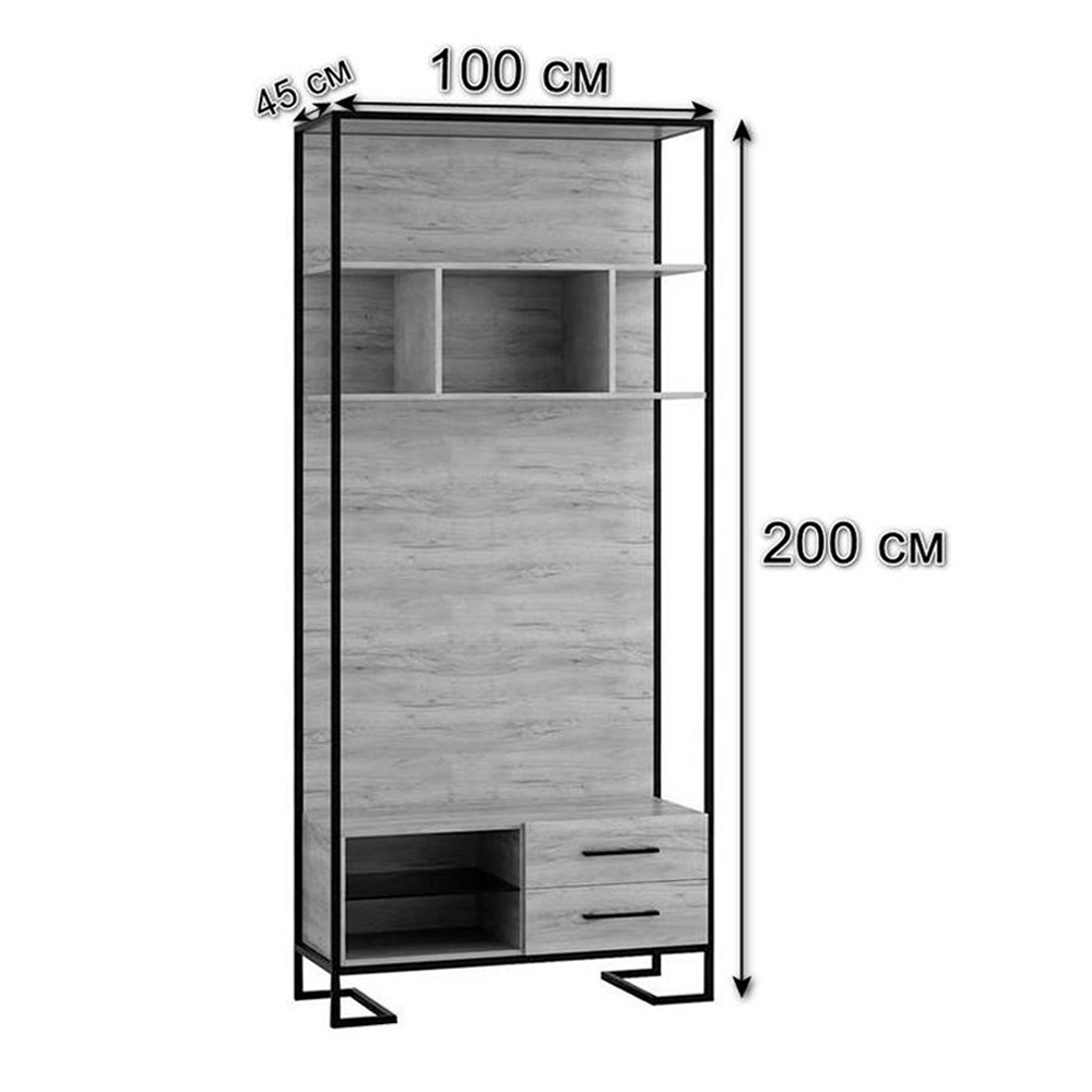 Стеллаж под TV в стиле лофт с открытыми полками и ящиками Urban Style Space в Сочи