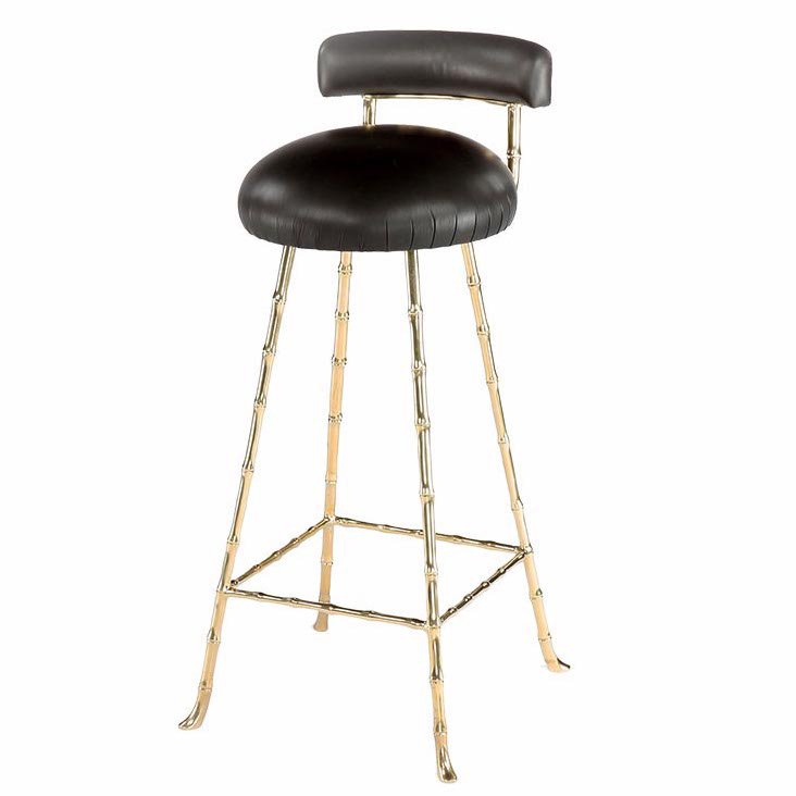 Барный стул High Upholstered Bar Stool Глянцевое золото Черный в Сочи | Loft Concept 