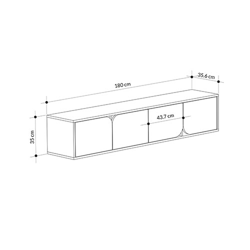 ТВ-тумба подвесная цвета древесины с 4-мя темно-серыми дверцами SPARK TV STAND OAK ANTHRACITE в Сочи