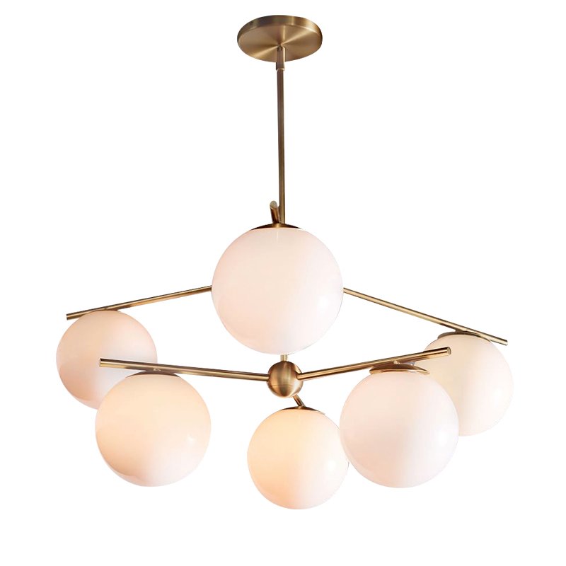 Люстра Sphere Stem 6-Light Chandelier Bronze Латунь Белый в Сочи | Loft Concept 