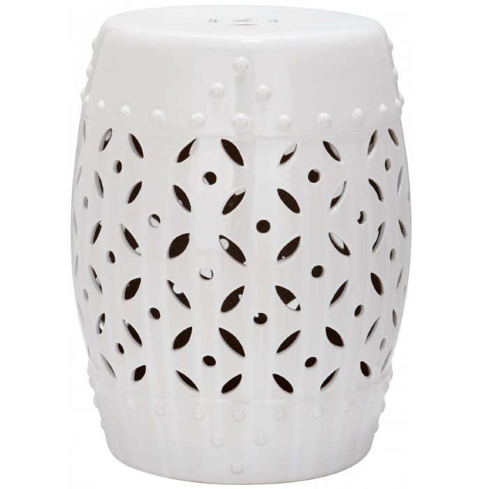 Керамический табурет Coin Lattice Garden Stool - White Белый в Сочи | Loft Concept 