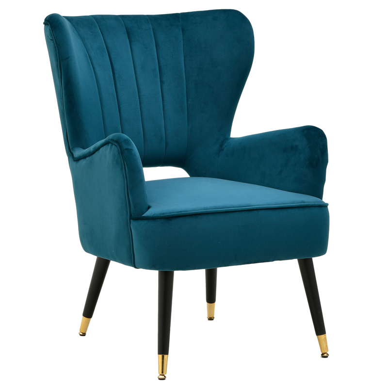 Кресло Drummond Armchairs Blue Морская синь Черный в Сочи | Loft Concept 