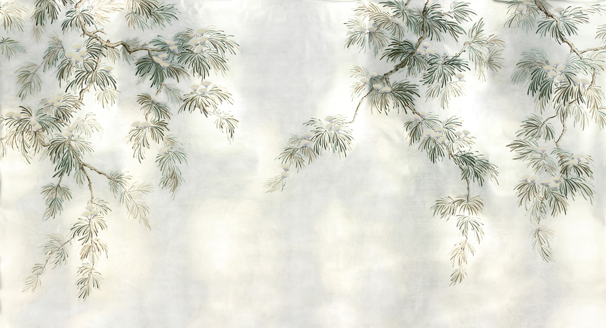 Обои ручная роспись Silk Tree Original colourway on White Metal gilded paper Обои ручная роспись Silk Tree Original colourway on White Metal gilded paper - постер Loft-Concept в Сочи