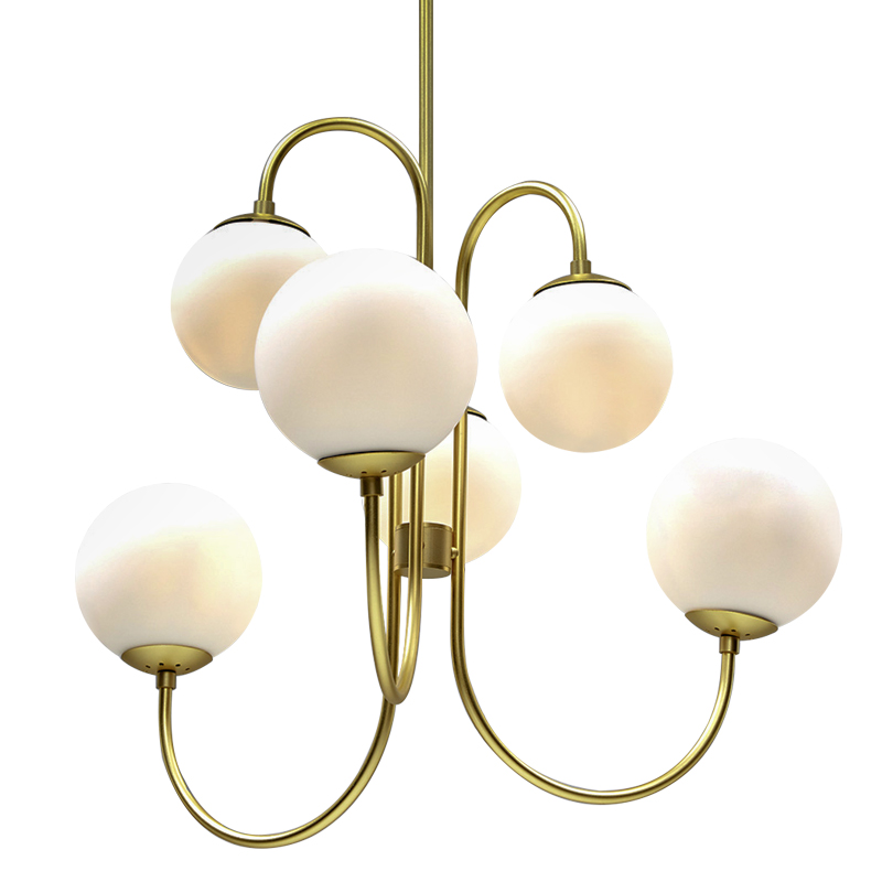 Люстра Gooseneck Pelle Gold Chandelier Белый Золотой в Сочи | Loft Concept 