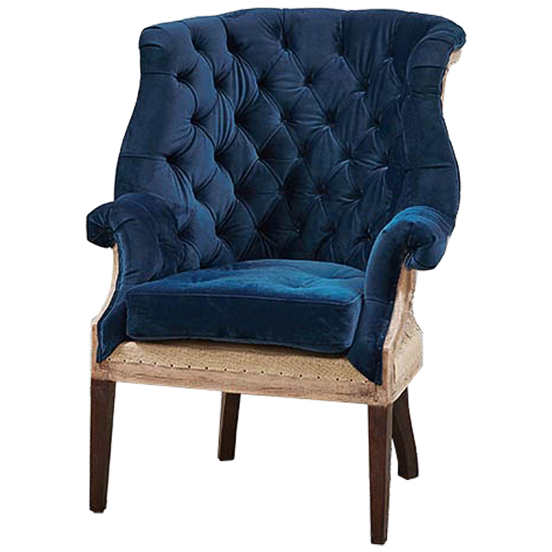 Кресло Gamilton Armchair Blue Синий Коричневый в Сочи | Loft Concept 