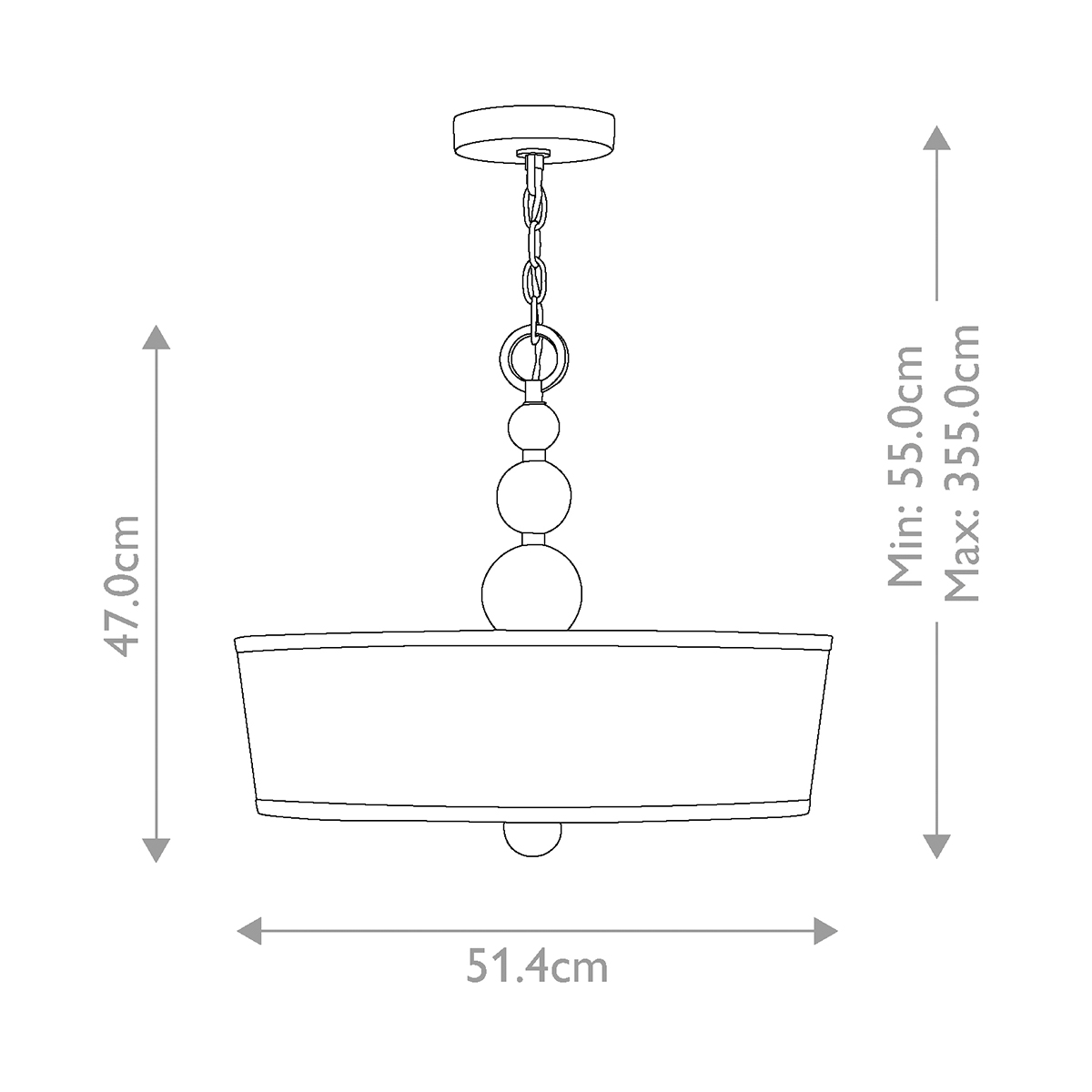 Люстра подвесная с белым тканевым цилиндрическим абажуром и декоративными шарами Hinkley в Сочи