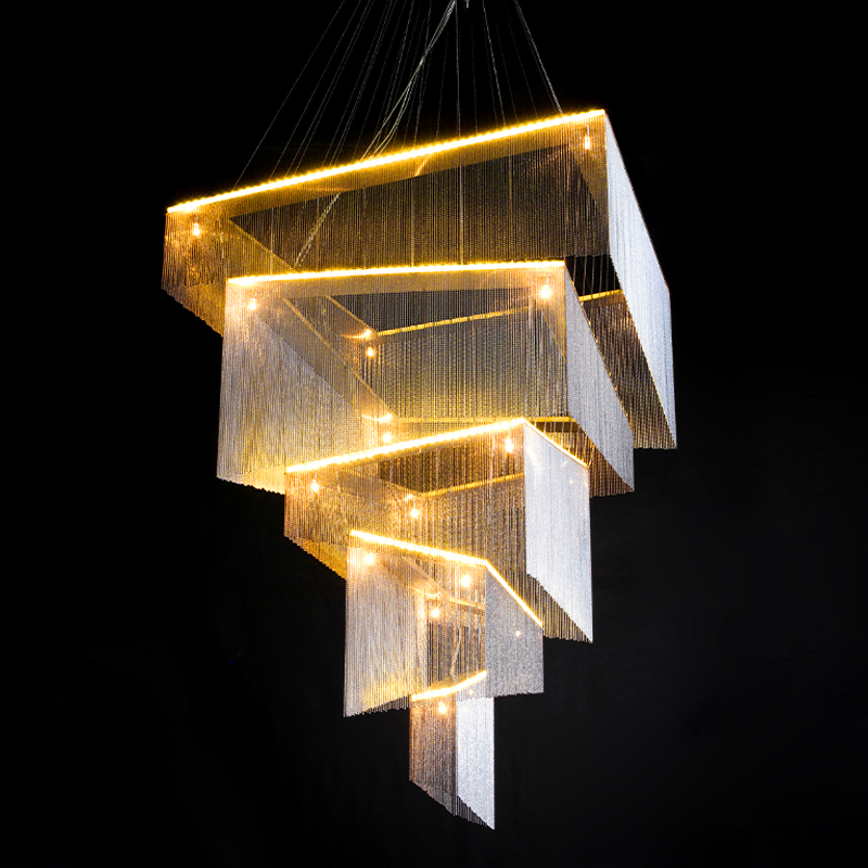 Люстра Золотые цепочки Willowlamp Geometric Storm Gold Золотой в Сочи | Loft Concept 