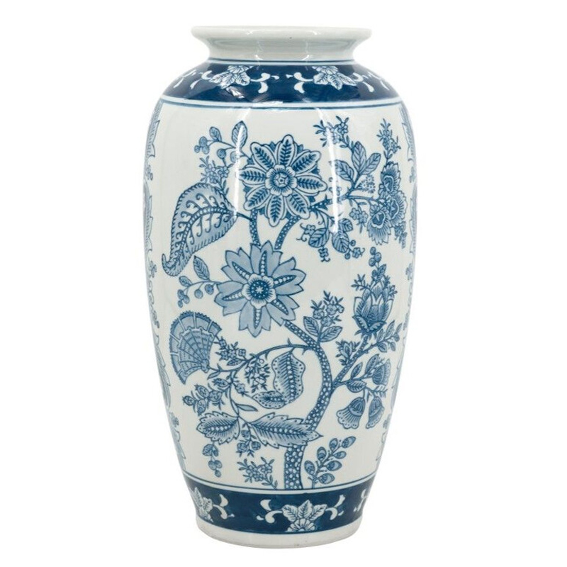Ваза с синим цветочным орнаментом Blue & White Ornament Белый Синий Ваза с синим цветочным орнаментом Blue & White Ornament Белый Синий в Сочи | Loft Concept