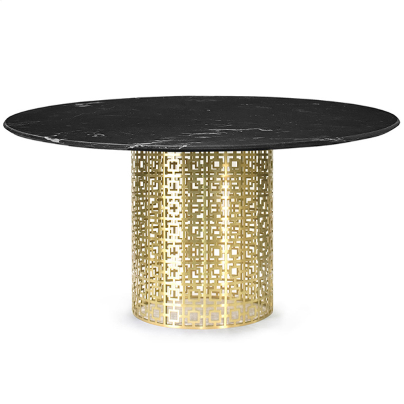 Обеденный стол Jonathan Adler Nixon Dining Table Черная столешница мрамор Золотой Черный Мрамор Nero в Сочи | Loft Concept 