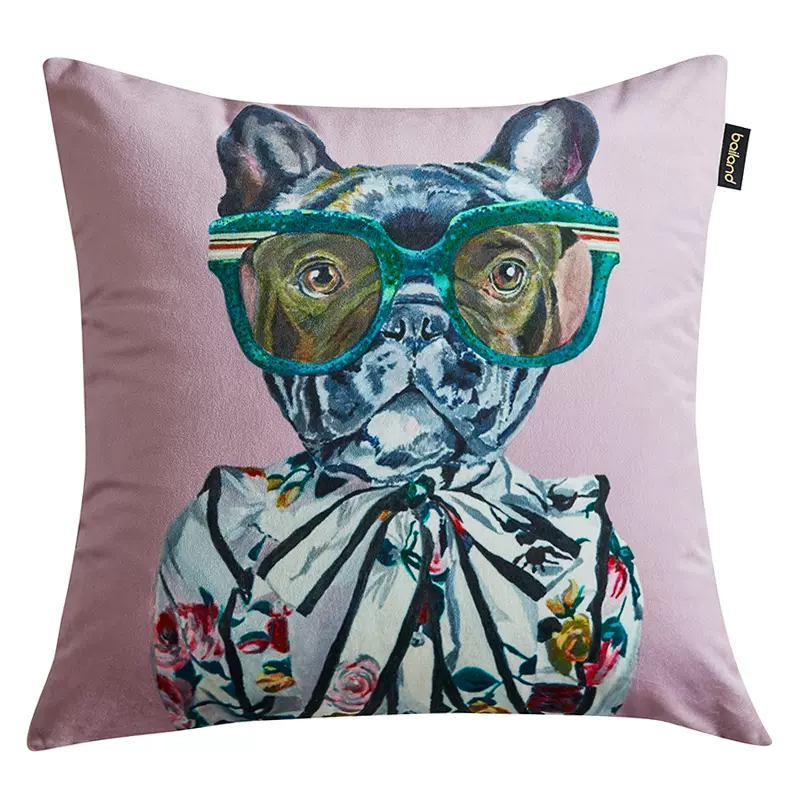 Декоративная подушка Стиль Gucci Dog Fashion Animals Cushion Lilac Мульти Сиреневый в Сочи | Loft Concept 