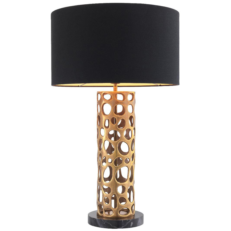 Настольная лампа Eichholtz Table Lamp Dix Brass Черный Винтажная латунь Черный Мрамор Nero Золотой в Сочи | Loft Concept 