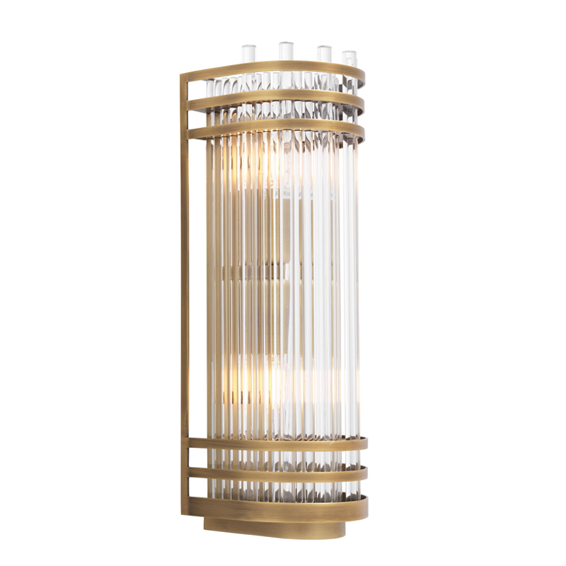 Бра Eichholtz Wall Lamp Gulf S Brass Латунь Античная полированная Прозрачный в Сочи | Loft Concept 