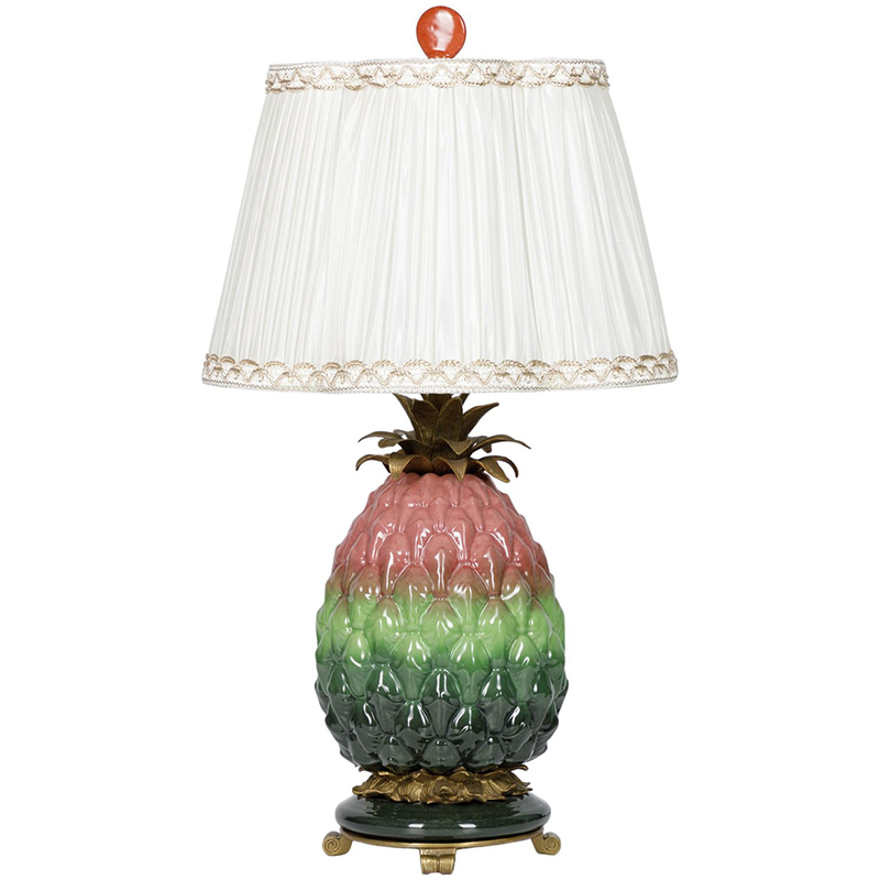 Настольная лампа с абажуром Pineapple Pink Green Table Lamp Белый Розовый Зеленый Салатовый Бронза в Сочи | Loft Concept 