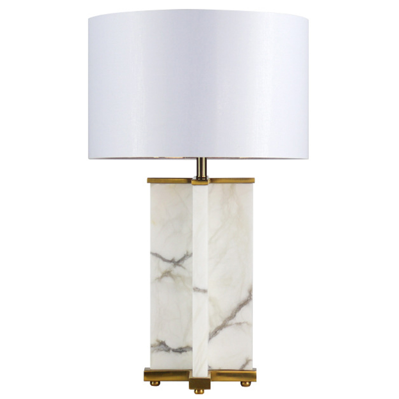 Настольная лампа Cecily Marble Table Lamp Белый Белый Мрамор Bianco Латунь в Сочи | Loft Concept 