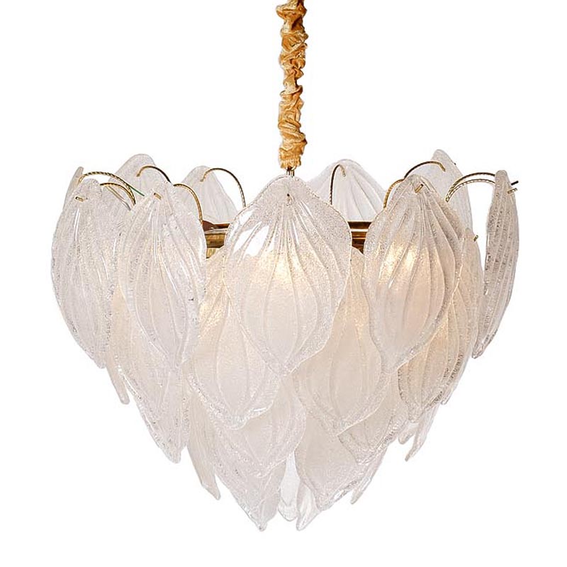 Люстра Textured Glass Chandelier Petal 8 Глянцевое золото в Сочи | Loft Concept 