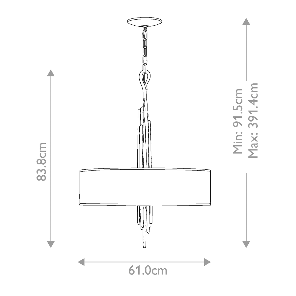 Люстра подвесная с широким белым текстильным абажуром и вертикальными декоративными элементами Hinkley в Сочи