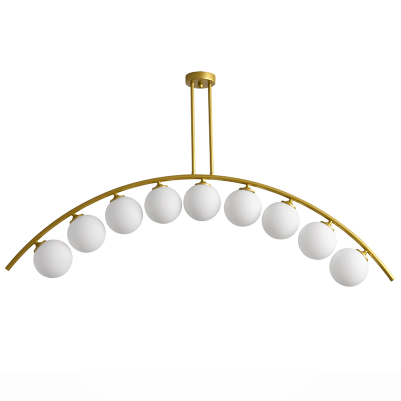 Светильник Ceiling lamp arc and balls Золотой Белое матовое стекло в Сочи | Loft Concept 