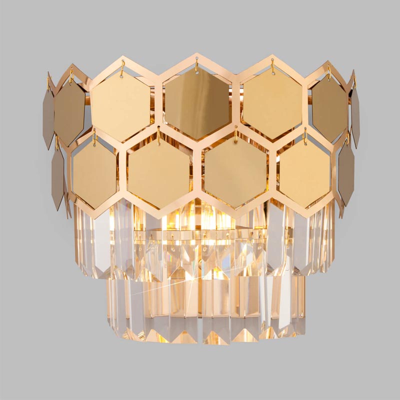 Бра Hanging Hexagon Moira Sconce gold Прозрачный (Transparent) Золотой в Сочи | Loft Concept 