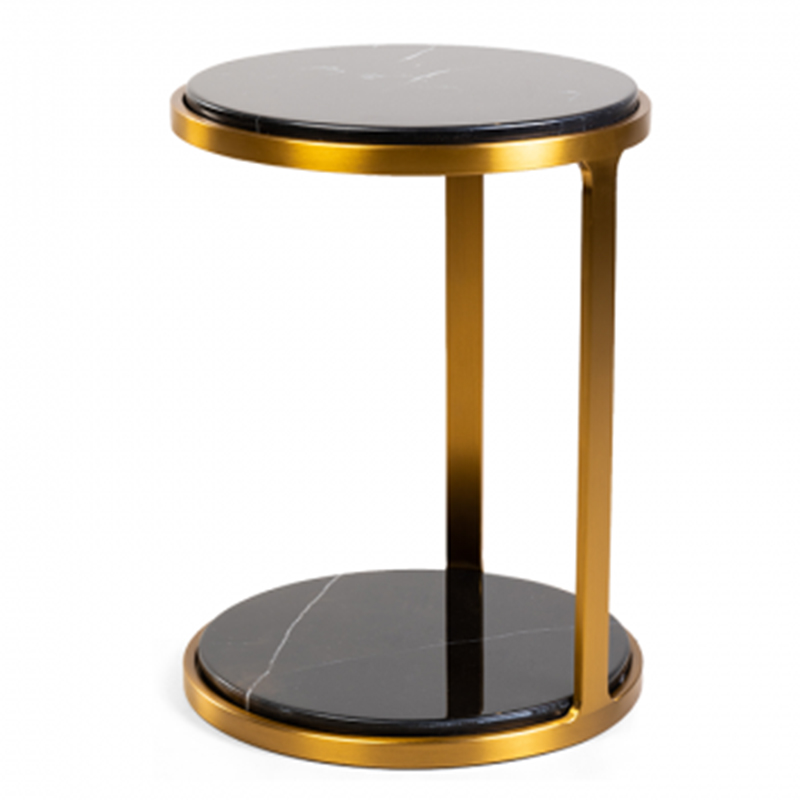 Приставной стол Viorel Marble Side Table Черный Мрамор Nero Глянцевое золото в Сочи | Loft Concept 