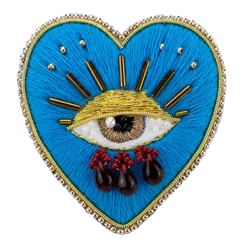 Авторская Брошь Синее Сердце Королевы Brooch Blue Heart Queen Синий в Сочи | Loft Concept 