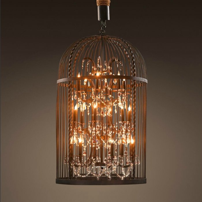 Люстра Steampunk Birdcage Chandelier Искусственная бурая ржавчина Черный в Сочи | Loft Concept 