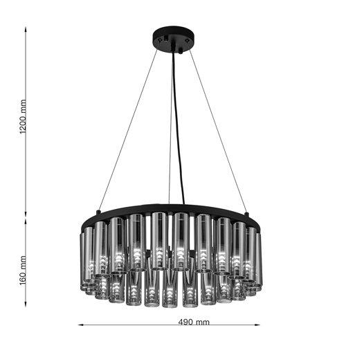 Люстра со стеклянными цилиндрическими плафонами Luminous Cylinders Smoky Round в Сочи