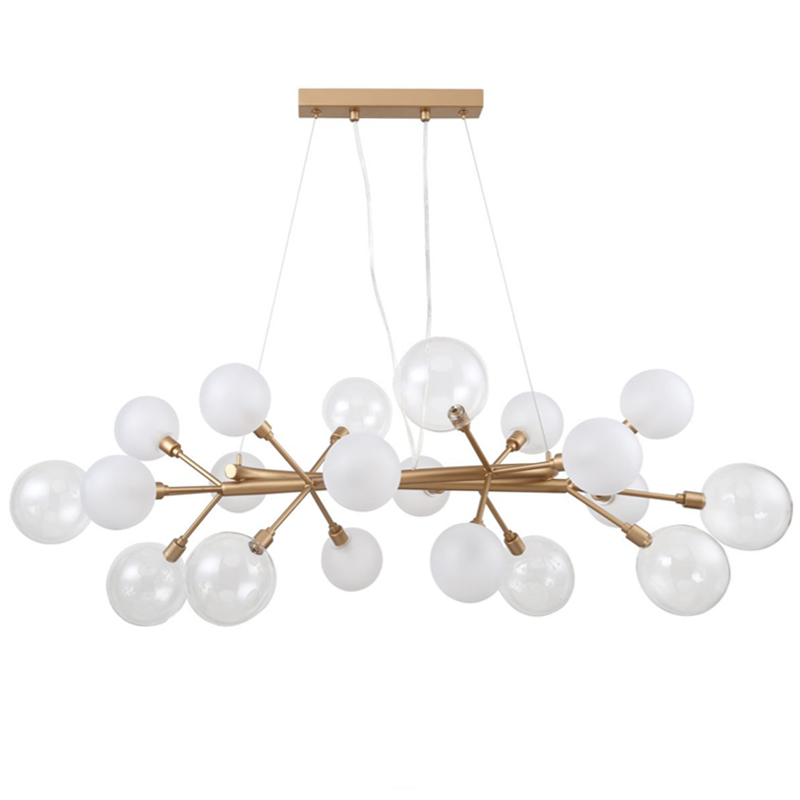 Люстра Berries Chandelier Rectangle White 100 матовое золото Прозрачный Прозрачный белый в Сочи | Loft Concept 