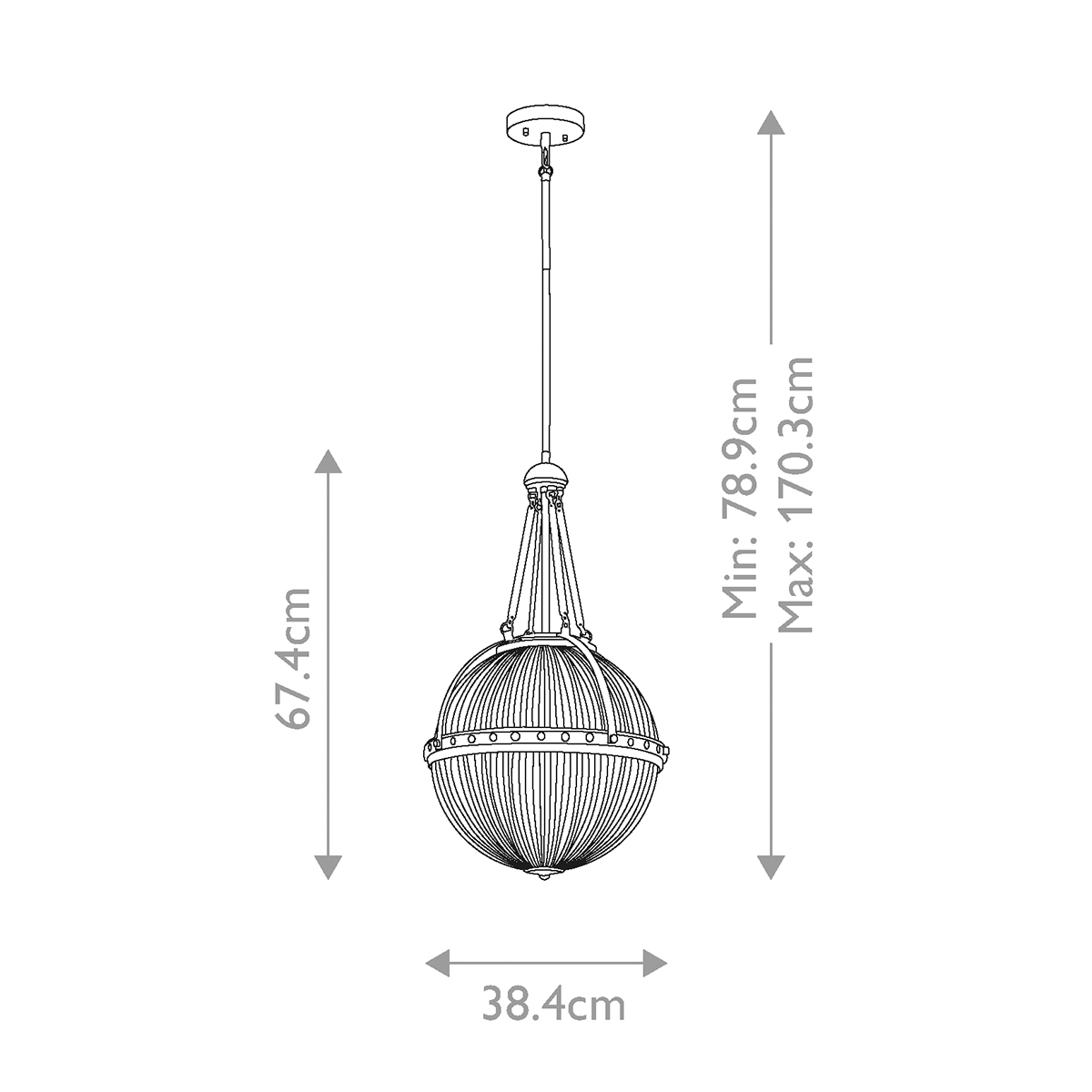 Подвесной светильник с рифленым стеклянным плафоном в форме шара Kichler в Сочи