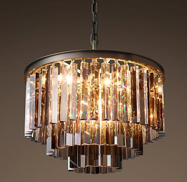 Люстра RH 1920s Odeon Smoke Glass Fringe Chandelier - 3 rings Черный в Сочи | Loft Concept 