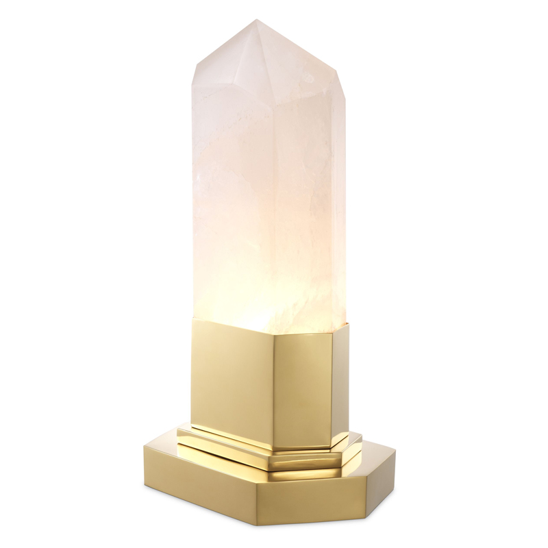 Настольная лампа Eichholtz Table Lamp Rock Crystal Золотой Молочный в Сочи | Loft Concept 