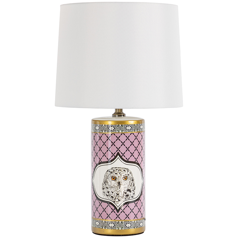 Настольная лампа Owl Collection Pink Lampshade Белый Розовый Черно-белый Золотой в Сочи | Loft Concept 