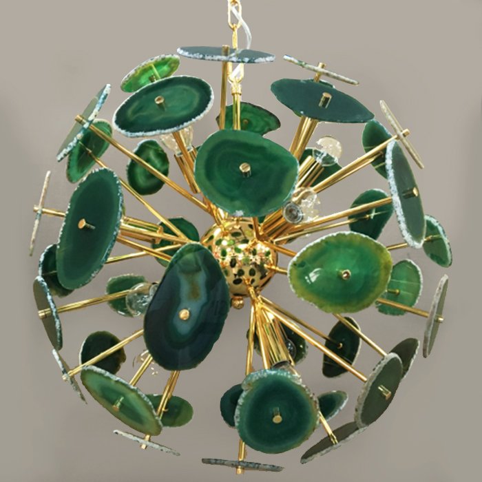 Люстра Agate Burst Chandelier Green Зеленый Золотой в Сочи | Loft Concept 