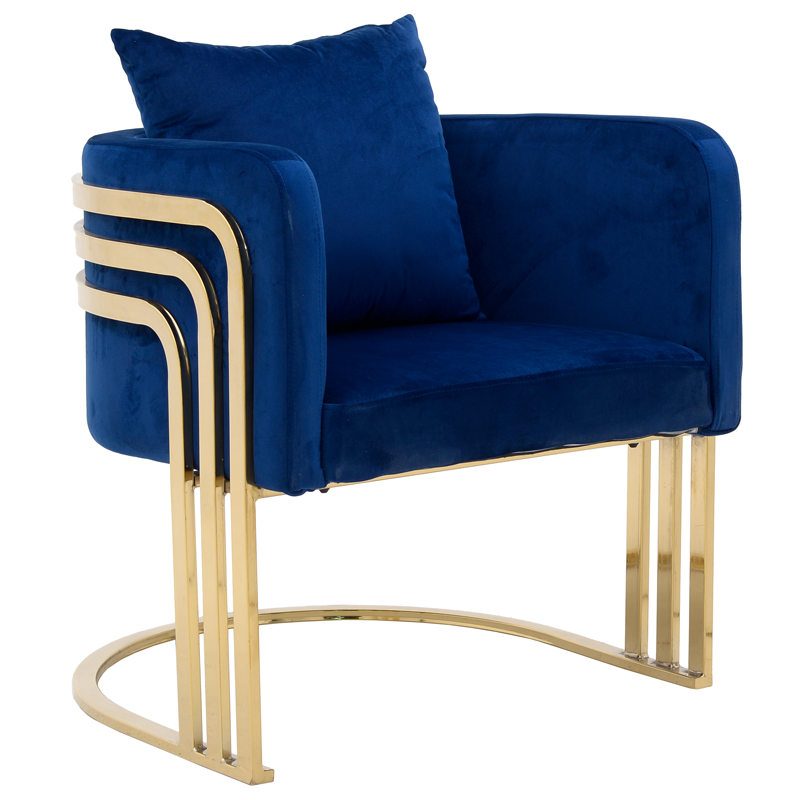 Кресло Custodia Armchair Blue Синий Глянцевое золото в Сочи | Loft Concept 