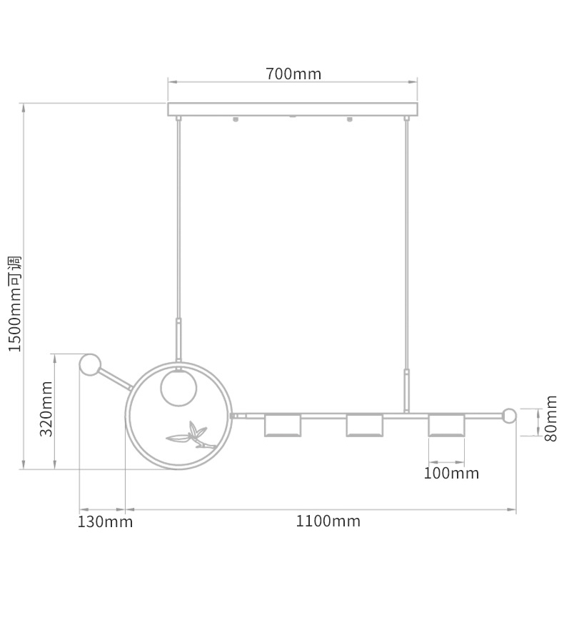 Линейный светильник Metal Wood Ring Leaf Linear Light в Сочи