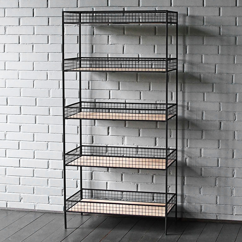 Стеллаж Keith Industrial Metal Rust Rack Черный Древесина в Сочи | Loft Concept 