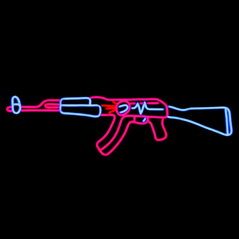 Неоновая настенная лампа Machine Gun Neon Wall Lamp Прозрачный Розовый Голубой в Сочи | Loft Concept 