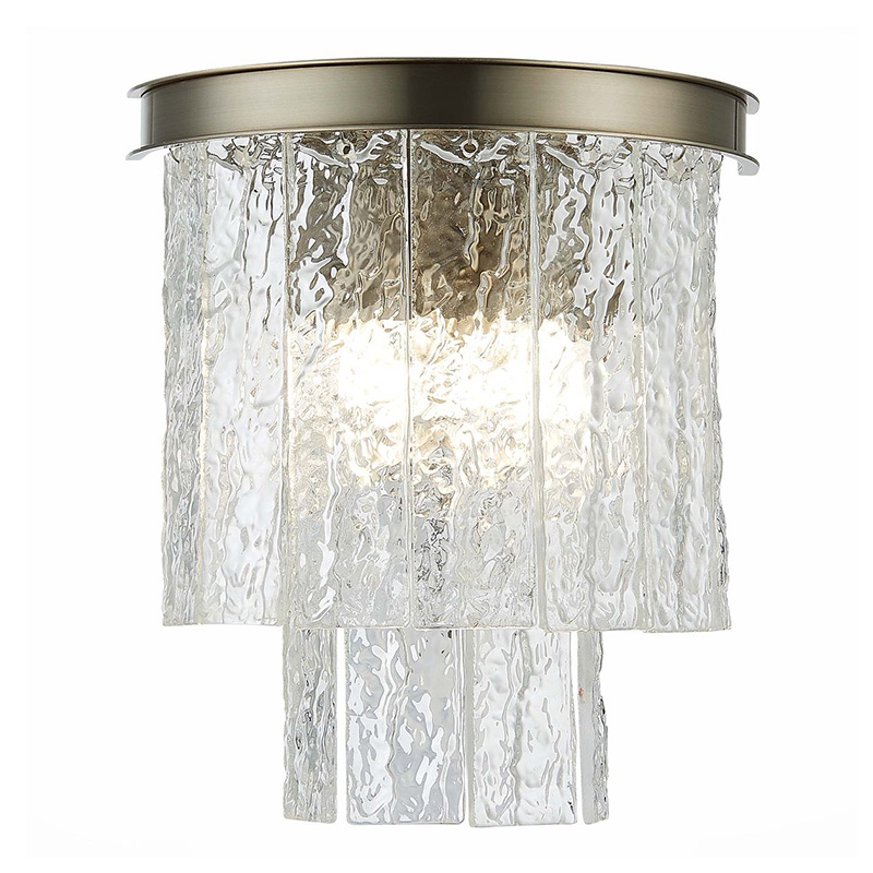 Бра Renea Textured Glass Wall Lamp Nickel Никель Прозрачное Стекло в Сочи | Loft Concept 