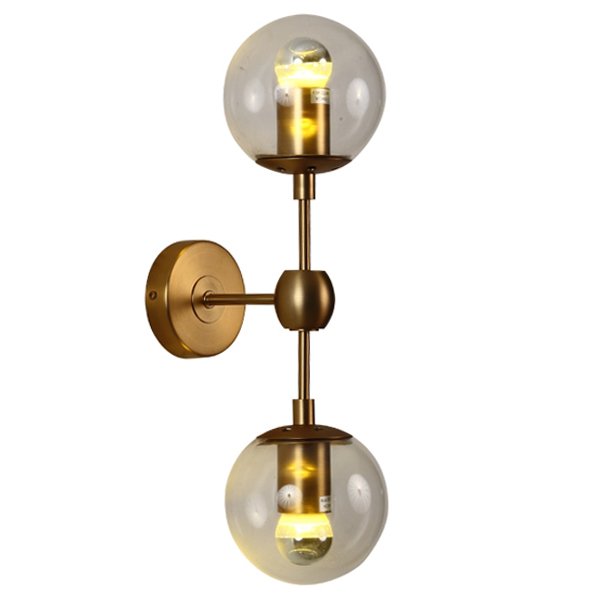 Бра Modo Sconce 2 Globes Gold Золотой Янтарь (Amber) Прозрачное Стекло в Сочи | Loft Concept 