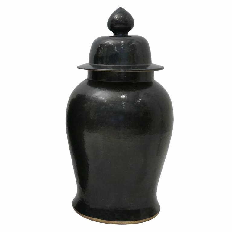 Ваза Black Ceramic Chinese Jars with Lids Черный в Сочи | Loft Concept 