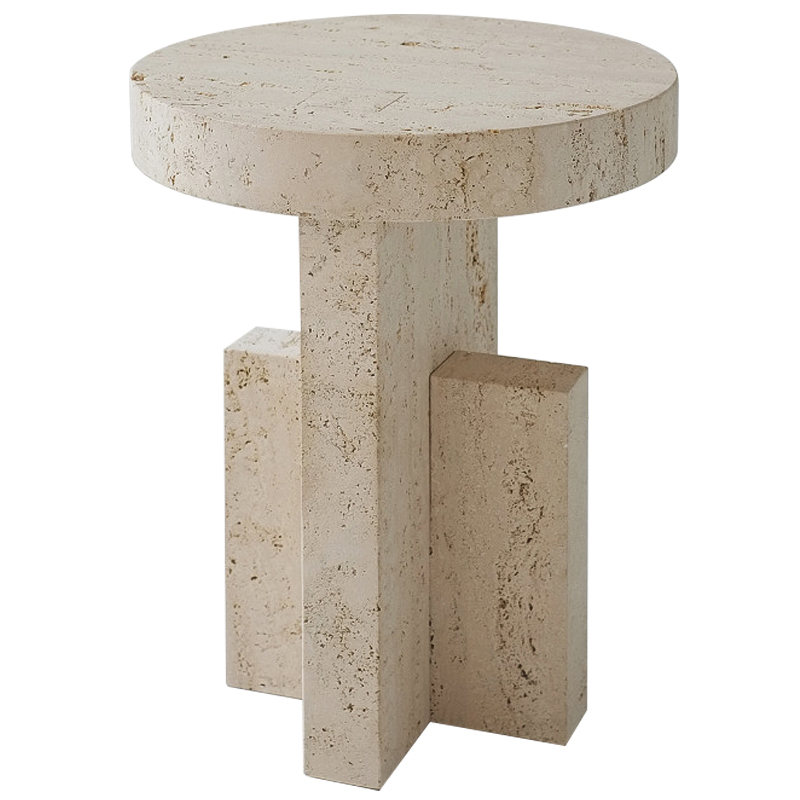 Приставной стол Clarence Travertine Side Table Бежевый в Сочи | Loft Concept 